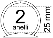 legatoria Meccanismo rotondo a 2 anelli, contiene fino a 25mm A PIASTRA .Lunghezza totale del meccanismo 123mm, interasse degli anelli 80mm, capacit degli anelli 25mm, interasse fori di fissaggio 114mm, diametro dei fori 4,2mm, larghezza della base 20mm, larghezza totale 34mm, altezza totale 36mm, Diametro filo 3,3mm.