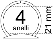 legatoria Meccanismo rotondo 4anelli. contiene 21mm A PIASTRE. Lunghezza totale del meccanismo 285mm, interasse degli anelli 80mm, capacit degli anelli fino a spessore di 21mm, interasse dei fori 275mm, diametro dei fori 4,2mm, larghezza della base 20mm, larghezza totale 30mm, altezza totale 30mm, diametro filo 2,9mm.