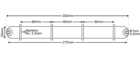 legatoria Meccanismo rotondo 4anelli. Contiene 25mm A SERPENTINA. Lunghezza totale del meccanismo 285mm, interasse degli anelli 80mm, capacit degli anelli fino a spessore di 25mm, interasse dei fori 275mm, diametro dei fori 4,2mm, larghezza della base 20mm, larghezza totale 34mm, altezza totale 36mm, diametro filo 3,3mm.