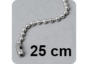 legatoria Catena a sfere, lunghezza 25cm ACCIAIO INOX INOSSIDABILE, diametro sfere 2,4mm, con connettore di chiusura LEG1481