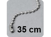 legatoria Catena a sfere, lunghezza 35cm ACCIAIO INOX INOSSIDABILE, diametro sfere 2,4mm, con connettore di chiusura.
