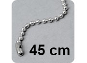 legatoria Catena a sfere, lunghezza 45cm ACCIAIO INOX INOSSIDABILE, diametro sfere 2,4mm, con connettore di chiusura.