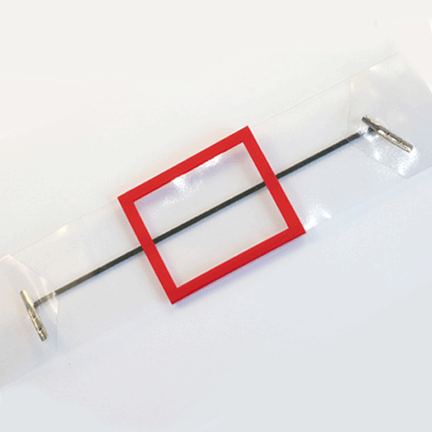 legatoria Segnagiorno per calendari larghi 10,5cm finestrella rossa con misura interna 10x8mm, esterna 14x12mm. Il prodotto  composto da tre pezzi: 1 finestrella rossa, 1 striscia in vinile morbido trasparente, 1 elastico rivestito in fibra tessile con terminali metallici a T. MADE IN GERMANY.