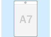 legatoria Busta a U. foro. 79x105mm(A7) TRASPARENTE, foro rinforzato con occhiello metallico da 4mm, in PVC morbido da 180 micron. Aperta sul lato corto. Contiene fogli formato A7 (110x83mm).Formato esterno 83x127mm LEG1553