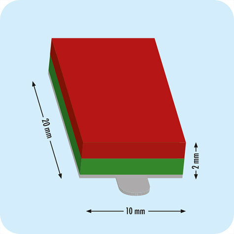 legatoria Calamita autoadesiva, 20x10 mm Calamita quadrata con rivestimento superficiale nichelato, spessore 1.5mm, piastre magnetiche al neodimio, calamita con grado magnetico N35. Forza di attrazione massima: 1.850 grammi.