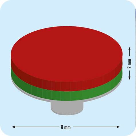 legatoria Calamita autoadesiva, diametro 8mm Calamita cilindrica con rivestimento superficiale nichelato, spessore 2mm, dischi magnetici al neodimio, calamita con grado magnetico N45. Forza di attrazione massima: 700 grammi.