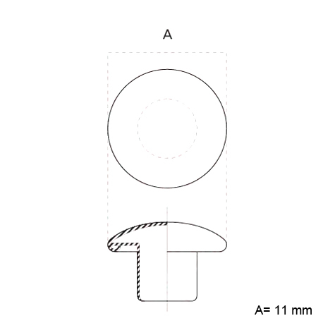 legatoria Testa rivetto, NICHELATA,  diametro 11mm Testa rivetto doppia testa diametro 11mm, bombata.