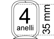 legatoria Meccanismo rettangolare 4anelli, contiene 35mm A PIASTRA. Lunghezza totale del meccanismo 290mm, interasse degli anelli 80mm, capacit degli anelli 35mm, interasse fori di fissaggio 280mm, diametro dei fori 4,2mm, larghezza della base 26mm, larghezza totale 31mm, altezza totale 46mm, Diametro filo 3,9mm.