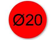 legatoria Bollini autoadesivi colorati diametro 20mm ROSSO, adesivo permanente, in rotolo leg171