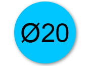 legatoria Bollini autoadesivi colorati diametro 20mm AZZURRO, adesivo permanente, in rotolo leg172