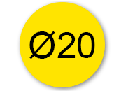 legatoria Bollini autoadesivi colorati diametro 20mm GIALLO, adesivo permanente, in rotolo leg174