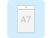 legatoria Busta a U. foro. 79x105mm(A7) TRASPARENTE, con lato sporgente e con foro da 5mm per l’appensione, in PVC morbido da 180 micron, aperta sul lato corto. Contiene fogli formato A7 (110x83mm).Formato esterno (83x127mm). Senza patella di chiusura LEG2056