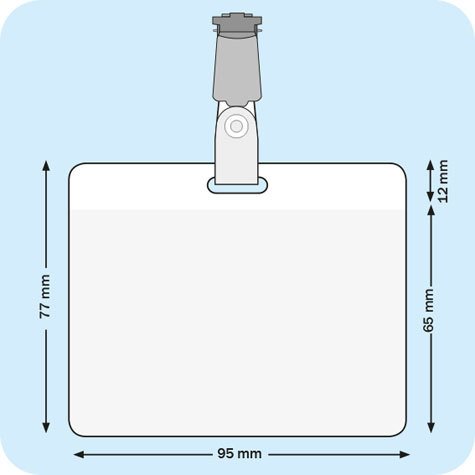 legatoria Portatesserino, 95x65mm TRASPARENTE, aperta sul lato lungo, con lato sporgente di 12mm, in PVC morbido da 180 micron, con foro europeo e clip superiore, formato 95x65mm, (65x95mm).