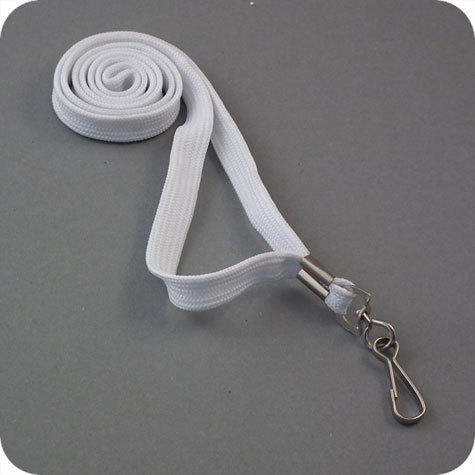legatoria Cordoncino portabadge, daCollo, aGancioRotante, BIANCO con gancio metallico rotante, cordoncino largo 1cm, lunghezza aperto 90cm.