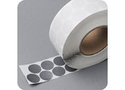 legatoria Bollini autoadesivi tessuto, 30mm ARGENTO diametro 30mm, adesivo permanente, in rotolo leg208