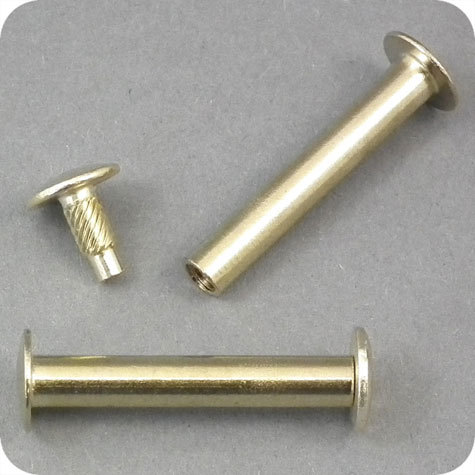 legatoria Vite sepolta ad incastro, 35mm OTTONATA.Per rilegatura. Lunghezza mm 35, testa diametro 10mm, fusto le due teste terminali sono lisce. Per lunghezza, si intende la distanza INTERNA tra le due teste, che corrisponde allo spessore del volume da rilegare.