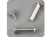 legatoria Viti sepolte rilegatura. NICHELATE. 16mm  (vite da 15mm + prolunga da 1mm) testa diametro 10mm, tubetto diametro 5mm, una testa fissa ed una mobile. Per lunghezza, si intende la distanza INTERNA tra le due teste, che corrisponde allo spessore del volume da rilegare.