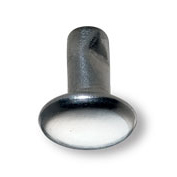 legatoria Olgo maschio di rivetto a doppia testa, altezza 4.30mm NICHELATO, diametro base 4.70mm, base bombata.