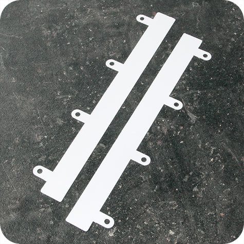 legatoria Fastener a 4 buchi, 280x25mm BIANCO, in PVC rigido, lunghezza 280mmn. Interasse fori 80mm.