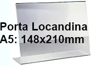 legatoria PortaLocandinaPlexiglass, DaTavoloMonofacciale, A5orizzontale, 148x210mm PortaCartello TRASPARENTE, in Plexiglass da 1,5mm formato A5 (149x212mm) a disposizione orizzontale.