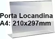 legatoria PortaLocandinaPlexiglass, DaTavoloMonofacciale, A4orizzontale, 210x297mm PortaCartello TRASPARENTE, in plexiglass da 1,5mm, formato A4 (211x300mm) a disposizione orizzontale.