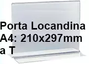 legatoria PortaLocandinaPlexiglass, DaTavoloBifacciale, A4orizzontale, 210x297mm PortaCartello TRASPARENTE, in Plexiglass da 1,5mm, formato A4 (211x300mm) a disposizione orizzontale, base a T larga 85mm. La disposizione perfettamente orizzontale consente di inserire un depliant visibile su entrambi i lati. Ideale per ogni tipo di comunicazione      leg2222