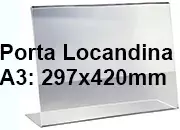 legatoria PortaLocandinaPlexiglass, DaTavoloMonofacciale, A3orizzontale, 297x420 mm PortaCartello TRASPARENTE, in plexiglass da 1,5mm, formato A3 (299x425mm) a disposizione orizzontale.