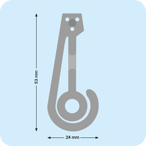 legatoria Gancio con fascetta richiudibile TRASPARENTE. misure: 53x24 mm.