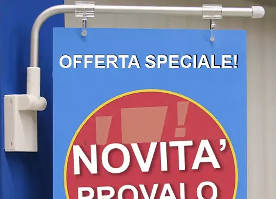 legatoria Porta Banner a base magnetica Per Banner larghi 250 mm. Supporto a -L- in tubo di alluminio con 2 clip di appensione trasparenti leg2225