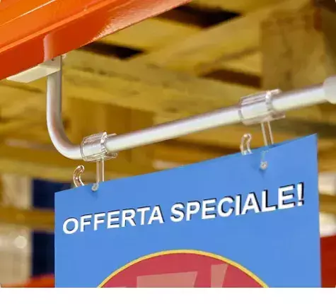 legatoria Porta Banner a base magnetica Per Banner larghi 250 mm. Supporto a -L- in tubo di alluminio con 2 clip di appensione trasparenti.