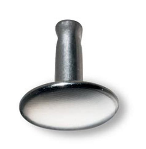 legatoria Olgo maschio di rivetto a doppia testa, altezza sottotesta 9mm NICHELATO, diametro base 11mm, base chiusa bombata.