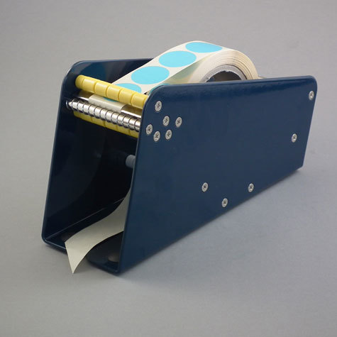 legatoria Dispenser per bollini adesivi, 75 mm Per rotoli larghi fino a 75 mm e di diametro fino a 165 mm. 4 piedini antiscivolo. Solida costruzione in metallo. Senza supporti portarotolo.