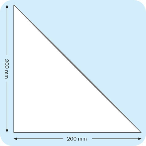 legatoria Tasca triangolare autoadesiva, 200x200mm Corner pocket. Busta triangolare isoscele adesiva in vinile trasparente (colla acrilica trasparente) per inserire listini prezzi, offerte o altri fogli singoli in raccoglitori ad anelli, cataloghi, depliant, ecc.. .