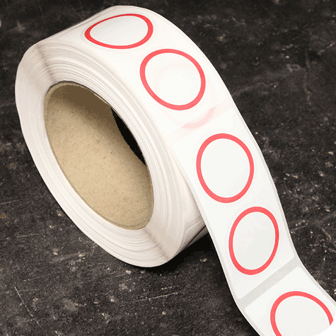 legatoria Segnagiorno adesivo per calendari, 25 mm Adesione a carica elettrostatica. Cerchio traslucido rosso con diametro esterno di 20 mm ed interno di 16 mm.