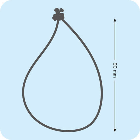 legatoria Anello elastico con nodo 90-180mm BIANCO, lunghezza aperto 18cm, lunghezza chiusa 9cm, spessore 1mm. Elastico rivestito in tessuto.