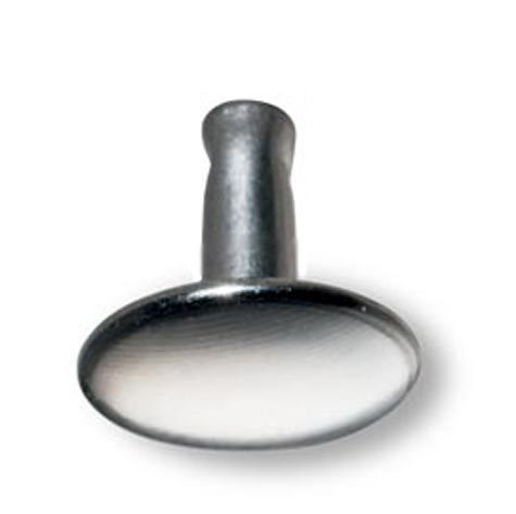 legatoria Olgo maschio di rivetto a doppia testa, altezza sottotesta 7mm NICHELATO, diametro base 11mm, base chiusa bombata.