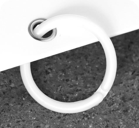 legatoria Anelli apribili in plastica 22mm BIANCO, OVALE, interno: 10x20mm, esterno: 17x27mm, spessore filo: 2,8mm.