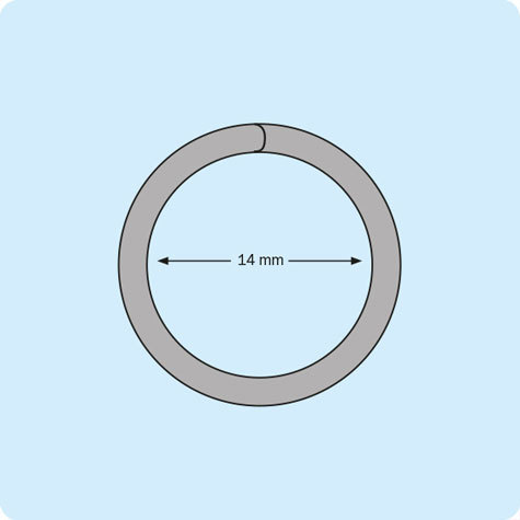 legatoria Anelli apribili in plastica 14mm BIANCO, ROTONDO. Diametro interno: 14mm, diametro esterno 22,6mm, spessore filo: 3,8mm.
