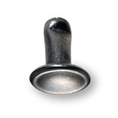 legatoria Olgo maschio di rivetto a doppia testa, altezza 4.30mm NICHELATO, diametro base 4.70mm, base concava.