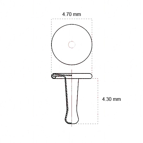 legatoria Olgo maschio di rivetto a doppia testa, altezza 4.30mm NICHELATO, diametro base 4.70mm, base concava.