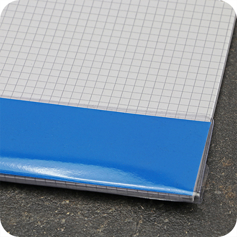 legatoria Supporto calendario A2, TRASPARENTE autoadesivo, lunghezza 594mm. Con patella di 57mm. Aperta sul retro del lato superiore.