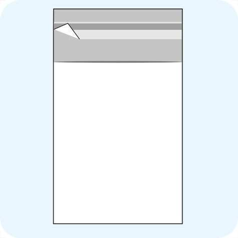 legatoria Sacchetto polipropilene orientato (OPP) 75x95mm TRASPARENTE, in polipropilene (OPP) da 30 micron, con patella da 30mm e banda autoadesiva di chiusura sul lato corto.