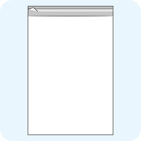 legatoria Sacchetto polipropilene orientato (OPP) 240x320mm TRASPARENTE, in polipropilene (OPP) da 30 micron, con patella da 30mm e banda autoadesiva di chiusura sul lato corto.