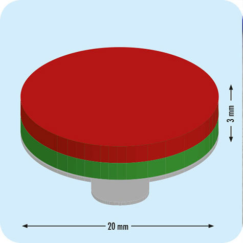 legatoria Calamita autoadesiva, diametro 20mm Calamita cilindrica con rivestimento superficiale nichelato, spessore 3mm, dischi magnetici al neodimio, calamita con grado magnetico N35. Forza di attrazione massima: 3600 grammi.