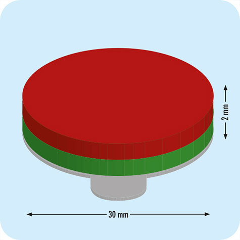legatoria Calamita autoadesiva, diametro 30mm Calamita cilindrica con rivestimento superficiale nichelato, spessore 2mm, dischi magnetici al neodimio, calamita con grado magnetico N35. Forza di attrazione massima: 3300 grammi.