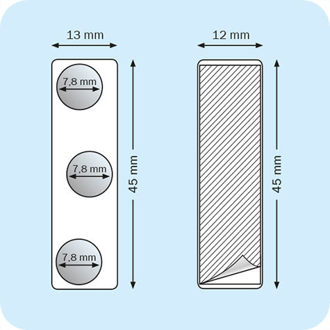 legatoria Chiusura magnetica per badge 3magneti autoadesiva. Misure 45x13mm. 3 magneti.