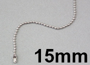 legatoria Catena a sfere, lunghezza 15cm NICHELATA, diametro sfere 1,5mm, con connettore di chiusura leg2345