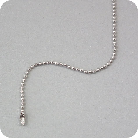 legatoria Catena a sfere, lunghezza 20cm NICHELATA, diametro sfere 1,5mm, con connettore di chiusura.