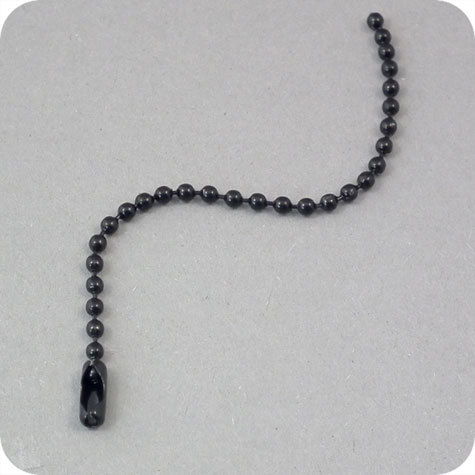legatoria Catena a sfere, nera, lunghezza 10cm NERA, diametro sfere 2,4mm, con connettore di chiusura.