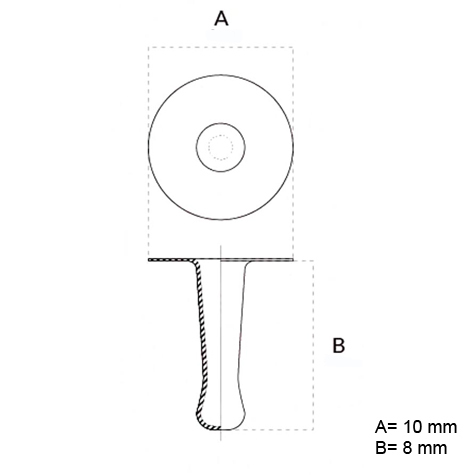 legatoria Olgo maschio di rivetto a doppia testa, altezza 8mm NICHELATO, diametro base 10mm, base forata.